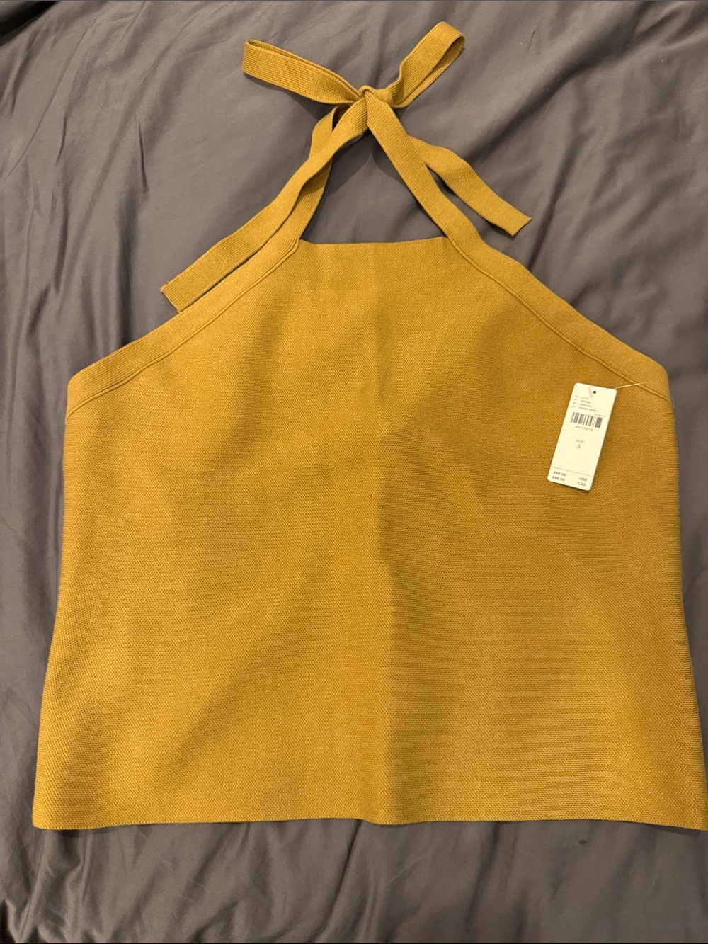 Anthropology Mustard Halter Tie-Back Camisole Top